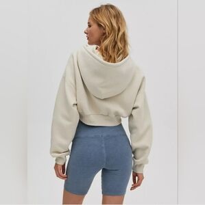 Aritzia Cream Cropped Hoodie